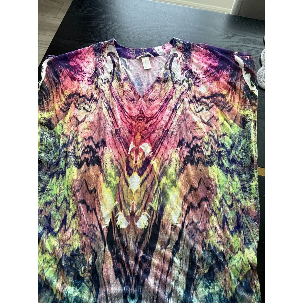 H&M Abstract Print Beach CoverUp Tunic Kaftan XS Lightweight Swim Coverup